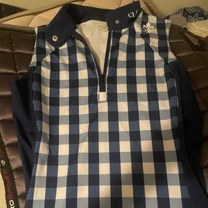 Clovis sleeveless gingham print athletic top XS